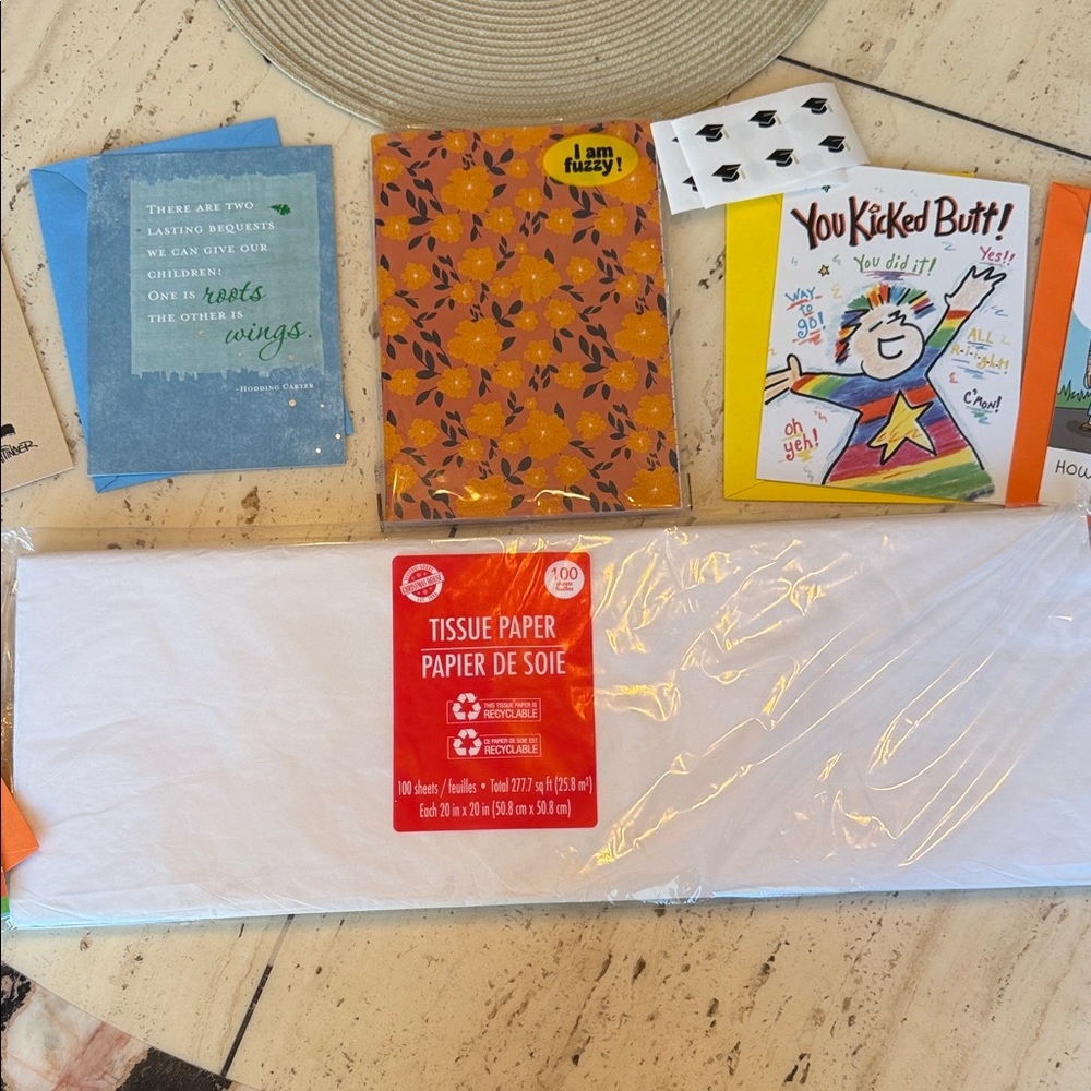 New 100 Sheets White Tissue Paper with Velvet Notebook, Stickers & 6 x Cards - Picture 2 of 15